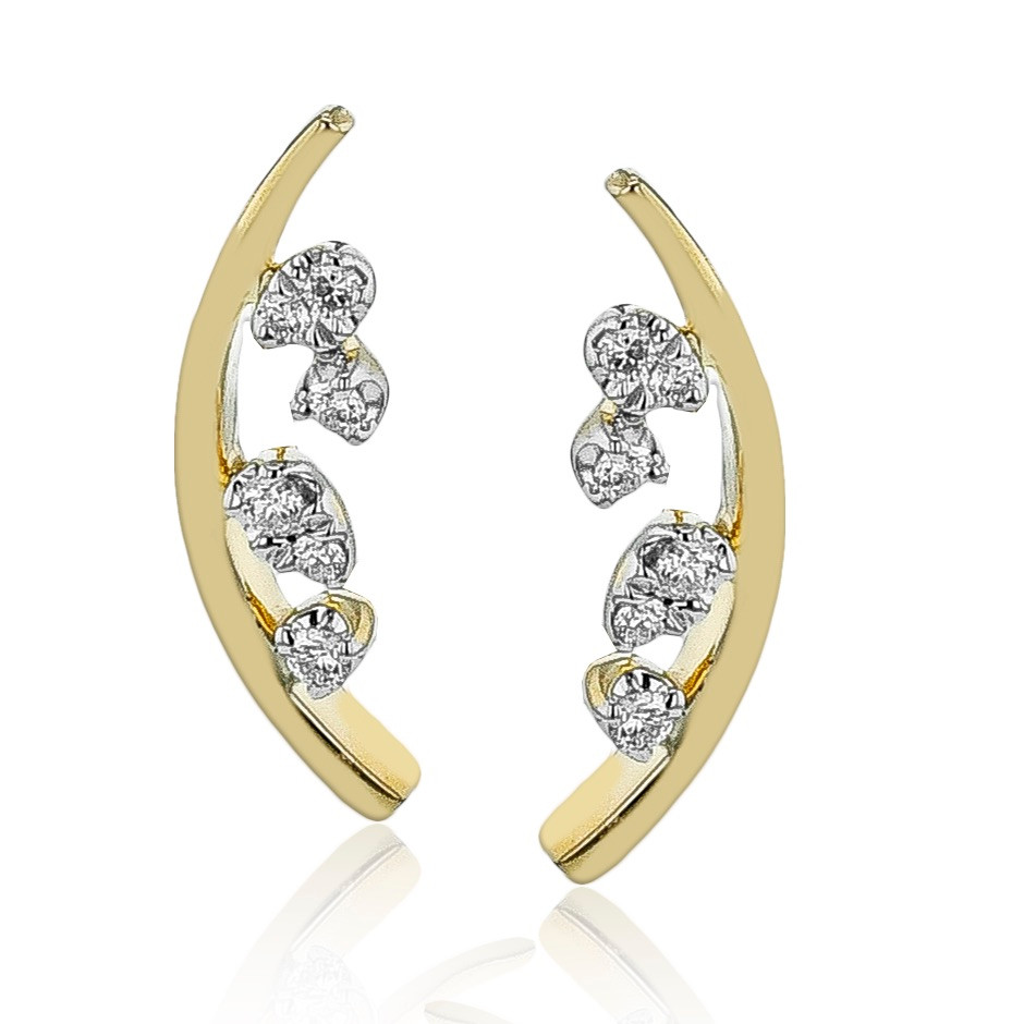 Diamond Cluster Climber Earrings