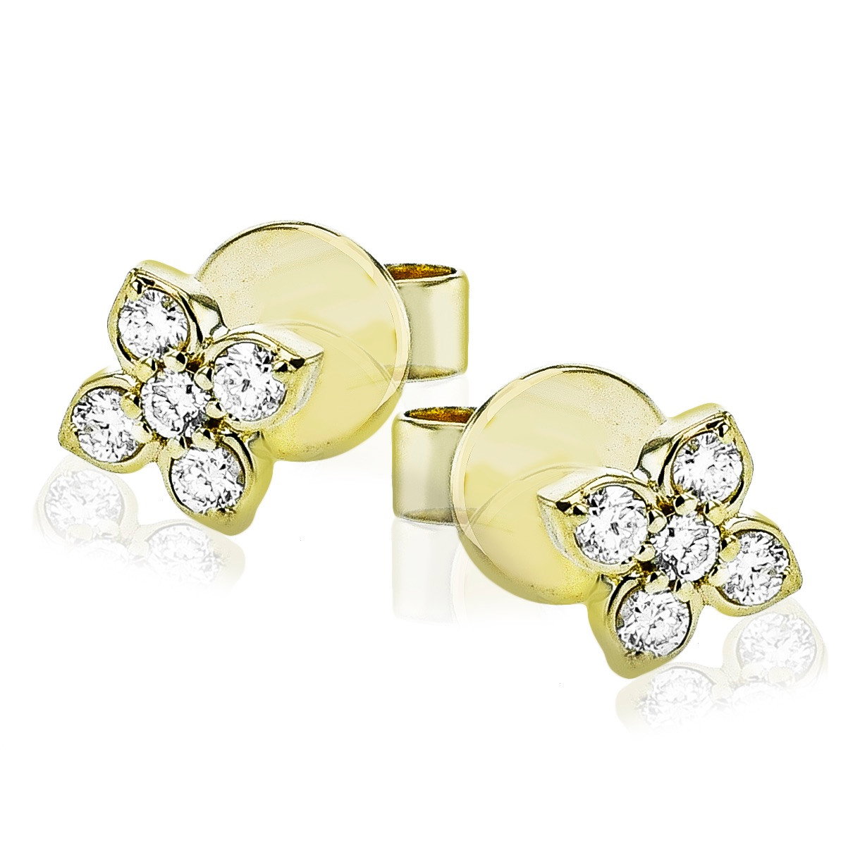 Floral Diamond Stud Earrings