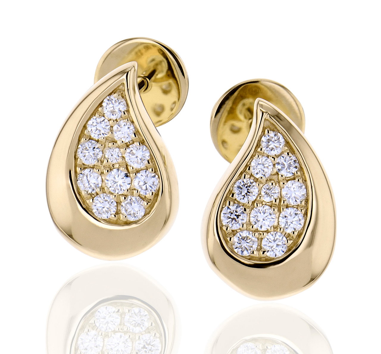 Sculpted Teardrop Diamond Stud Earrings