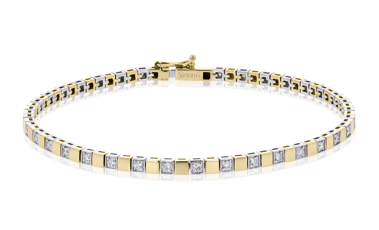 Simon G. Two Tone Gold Diamond Tennis Bracelet