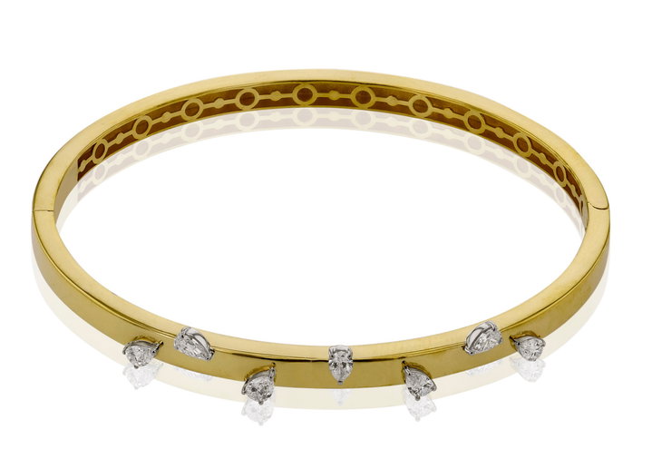 Simon G. Scattered Diamond Bangle Bracelet In Solid 18K White / Yellow Gold