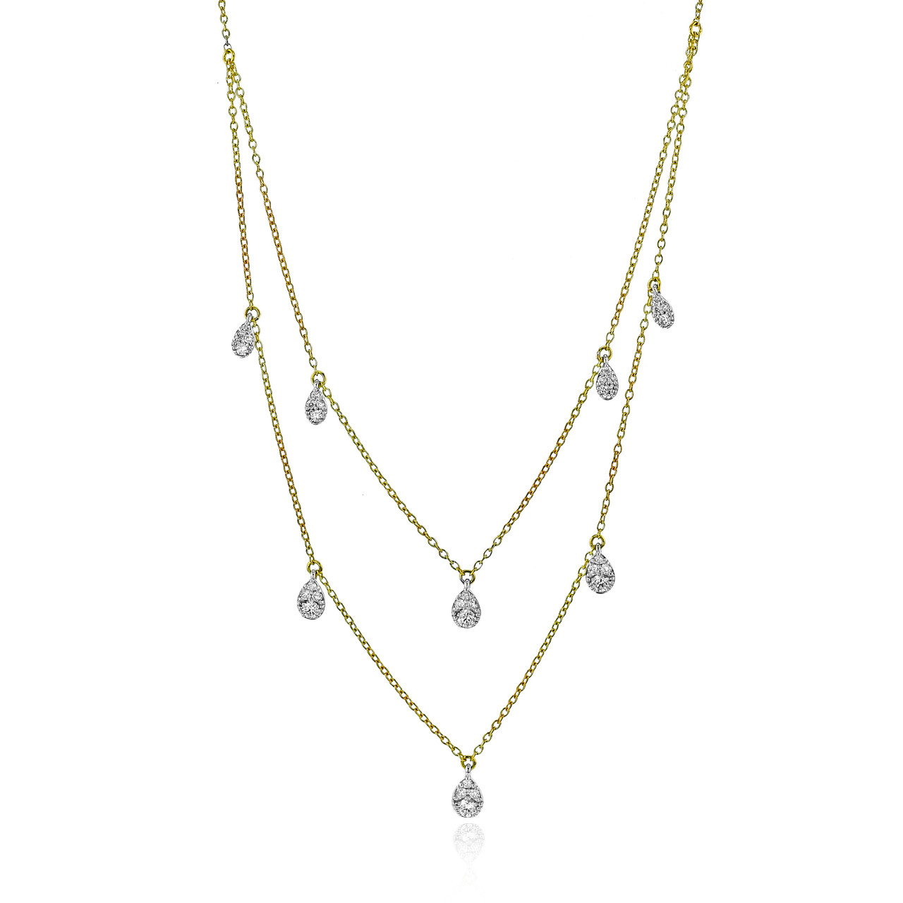 Diamond Pear Shaped Layered Necklace