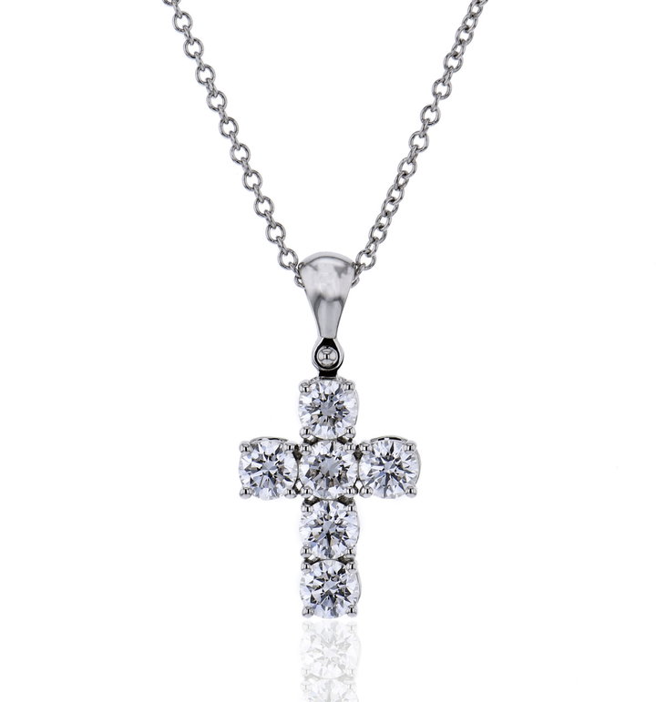 Simon G. Diamond Cross Pendant Necklace In Solid 18K White Gold
