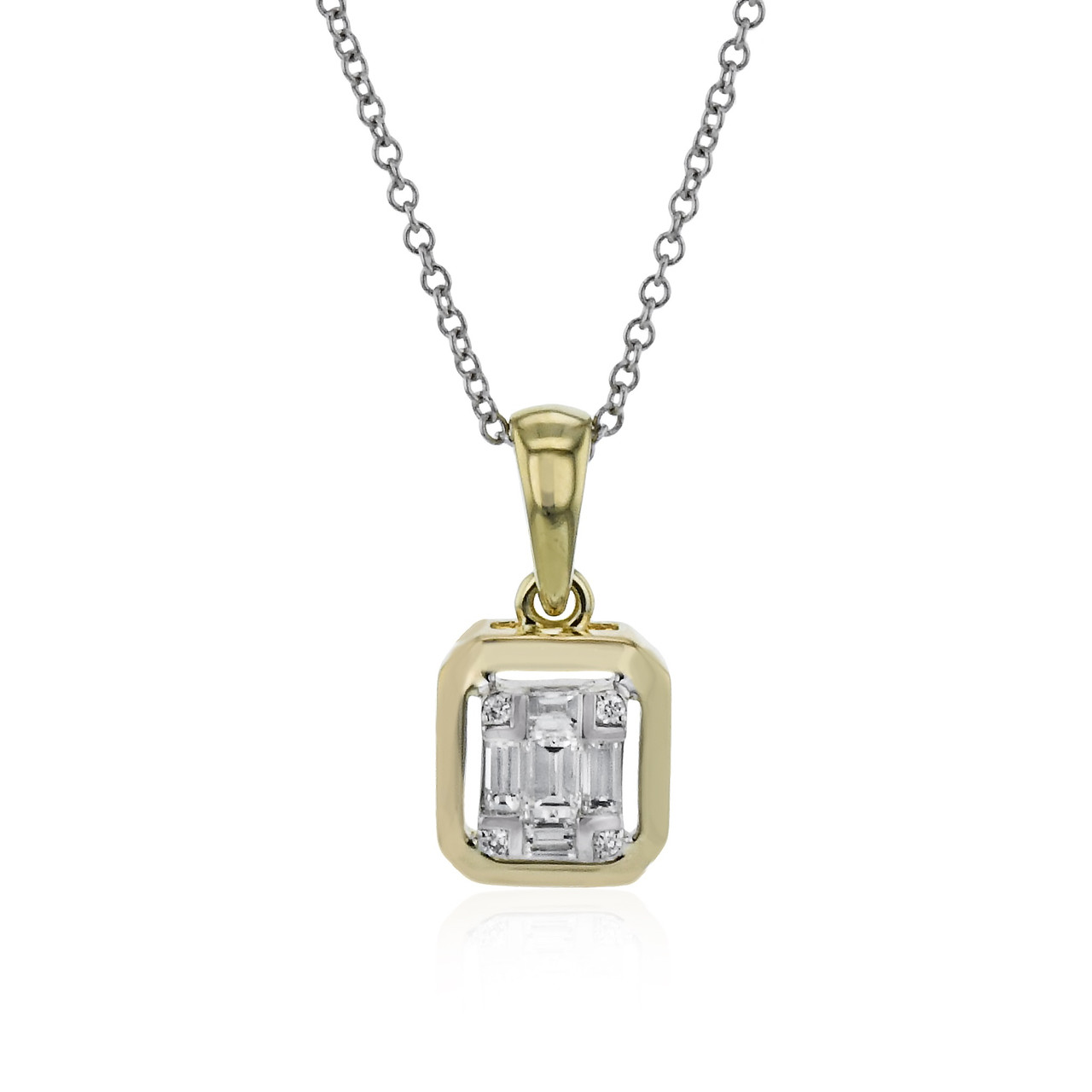Simon G. Two Tone Diamond Geometric Pendant Necklace
