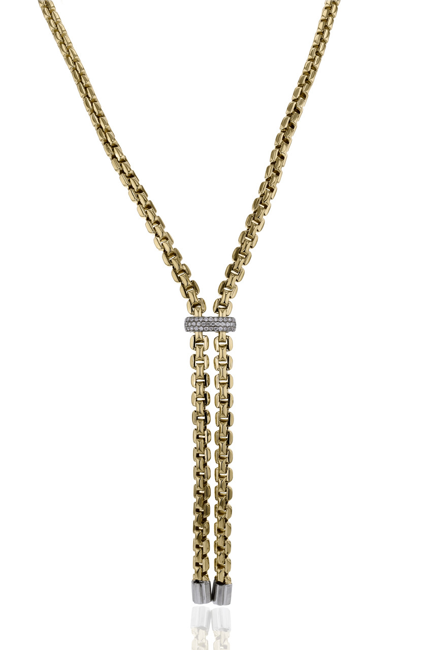 Simon G. Diamond Box Link Chain Split Line Necklace