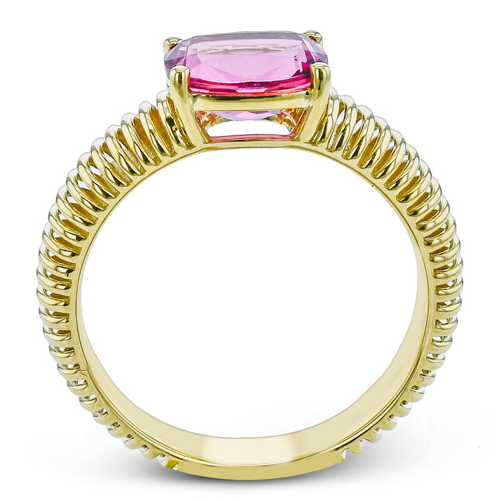 Simon G. Rubellite Gold Coil Ring In Solid 18K Yellow Gold