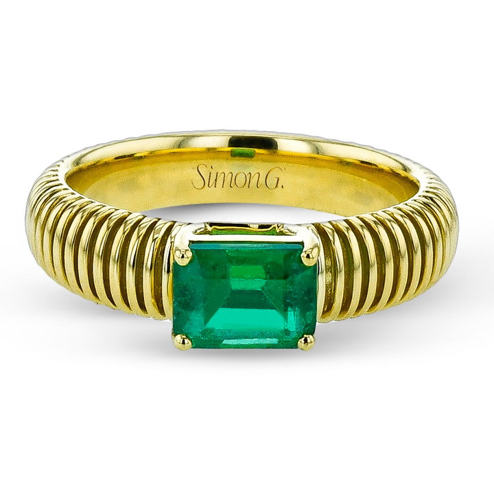 Simon G. Green Tourmaline Gold Coil Ring In Solid 18K Yellow Gold
