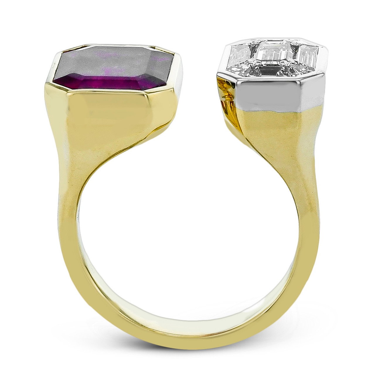 Simon G. Rubellite & Diamond Two Stone Ring