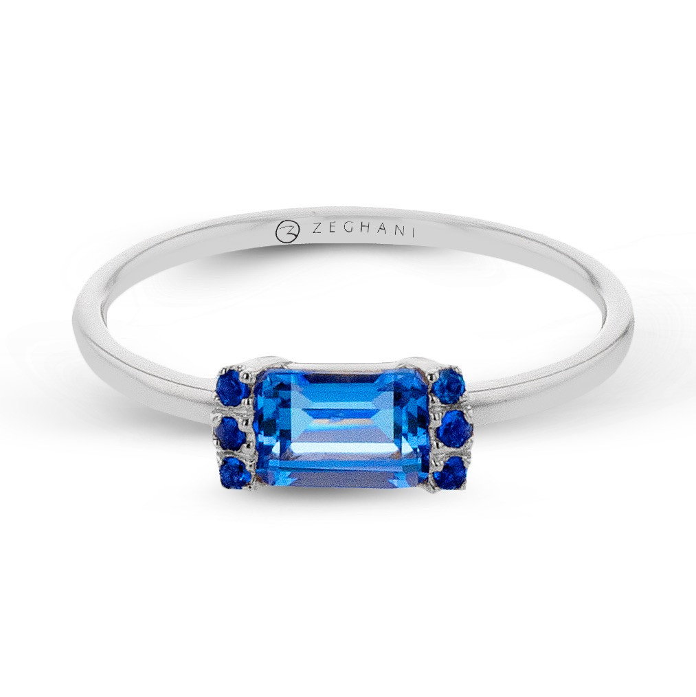 Emerald Cut Blue Topaz Ring