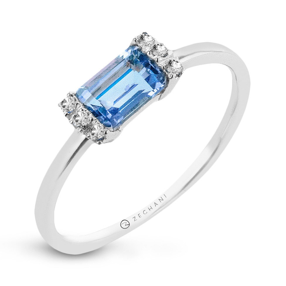 Emerald Cut Blue Topaz Ring