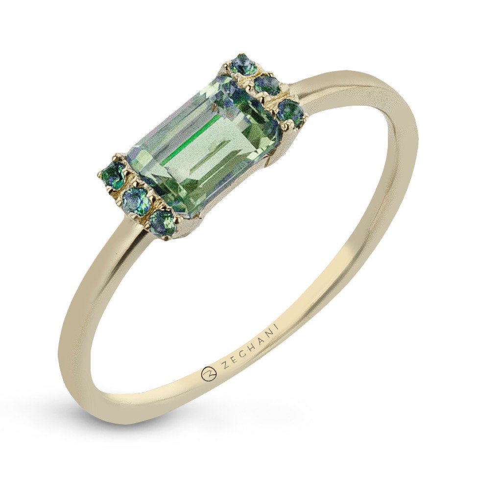 Emerald Cut Peridot Gold Ring