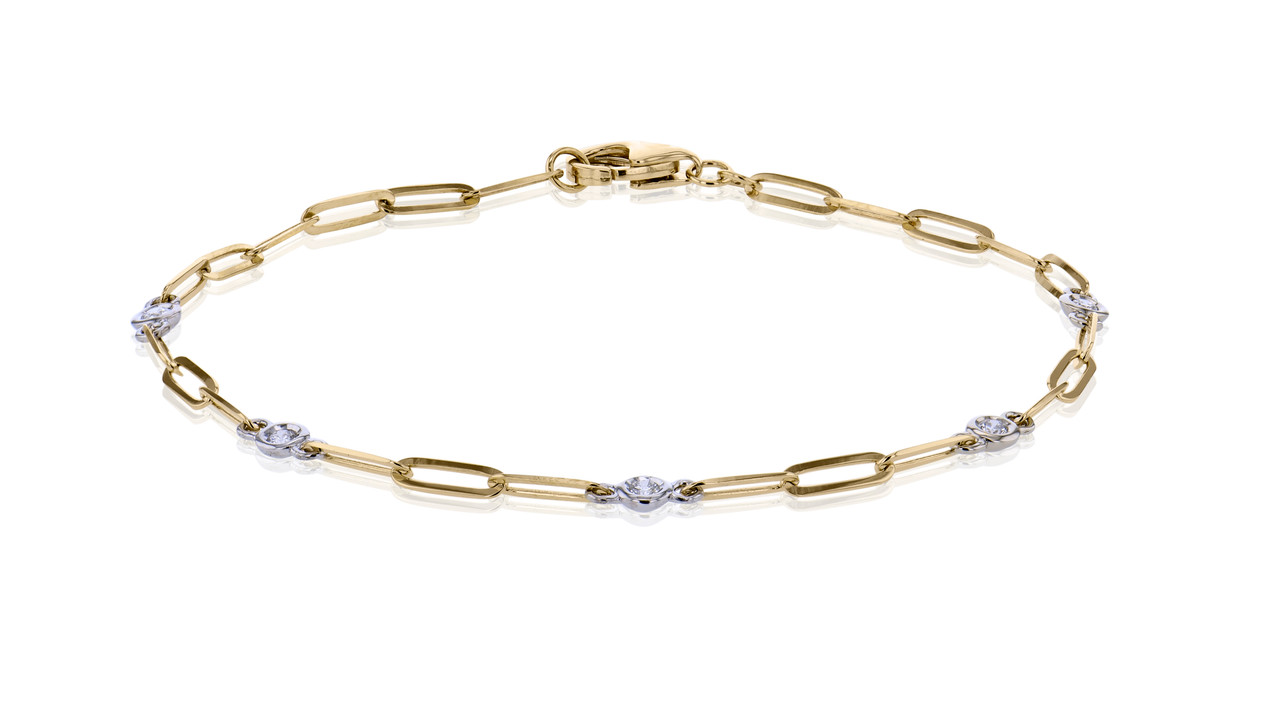 Bezel Diamond Gold Paperclip Bracelet
