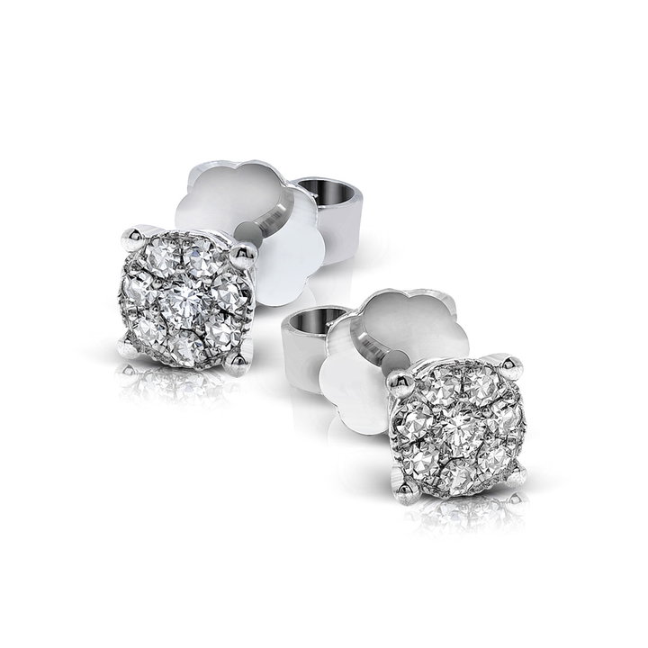Simon G. Diamond Cluster Stud Earrings In Solid 18K White Gold