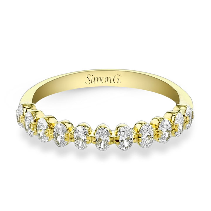 Simon G. Oval Diamond Single Prong Band In Solid 18K Yellow Gold