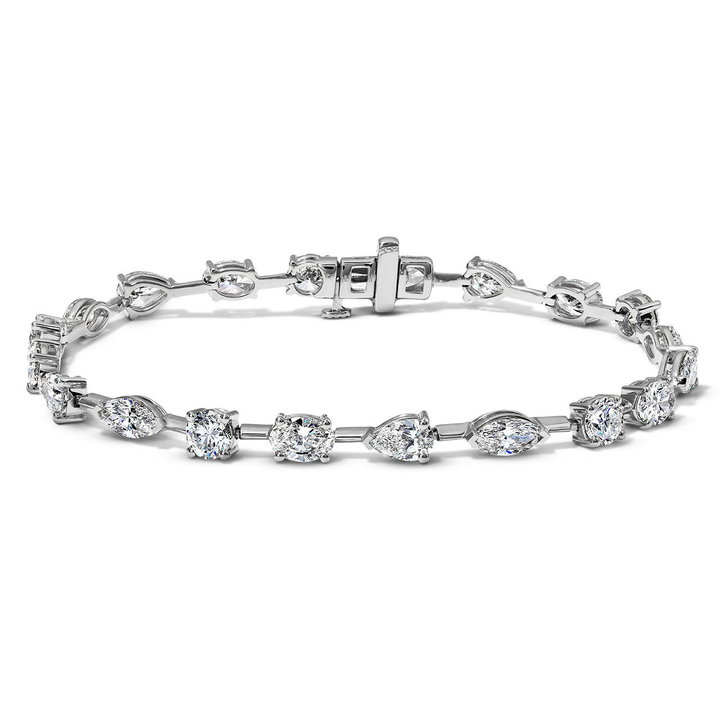 Lab Grown Diamond Mixed Shape Tennis Bracelet In White Gold 14K