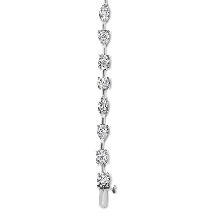 Lab Grown Diamond Mixed Shape Tennis Bracelet In White Gold 14K