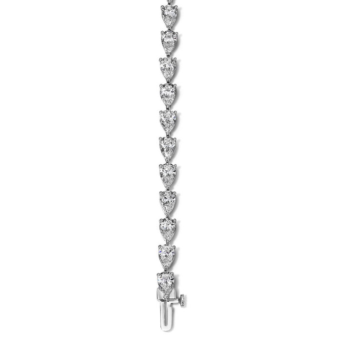 Pear Shaped Lab Grown Diamond Tennis Bracelet In White Gold 14K