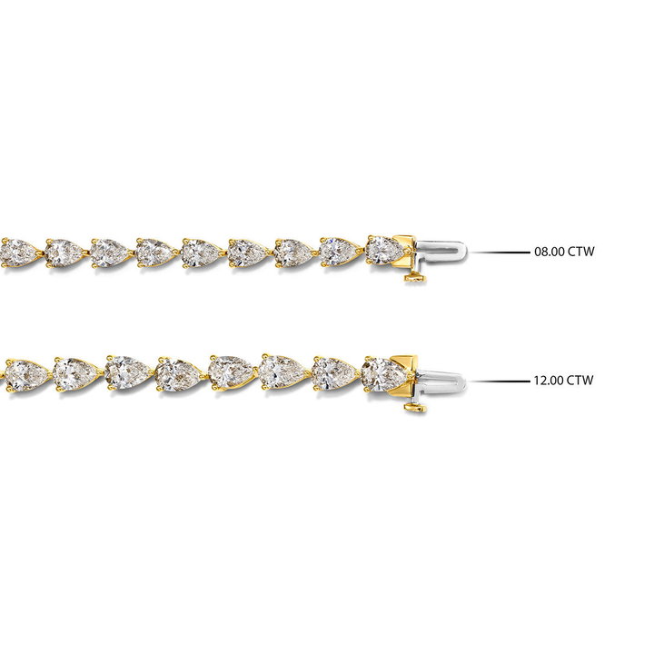 Pear Shaped Lab Grown Diamond Tennis Bracelet In White Gold 14K