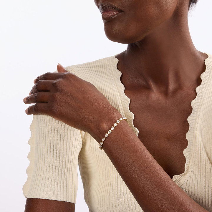Pear Shaped Lab Grown Diamond Tennis Bracelet In White Gold 14K