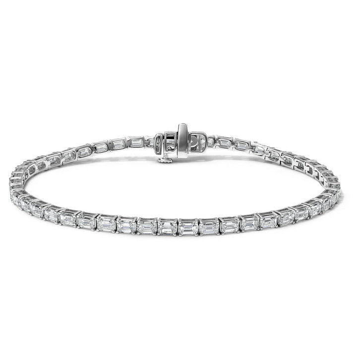 Emerald Cut Lab Grown Diamond Tennis Bracelet In White Gold 14K