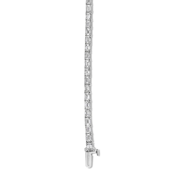 Emerald Cut Lab Grown Diamond Tennis Bracelet In White Gold 14K