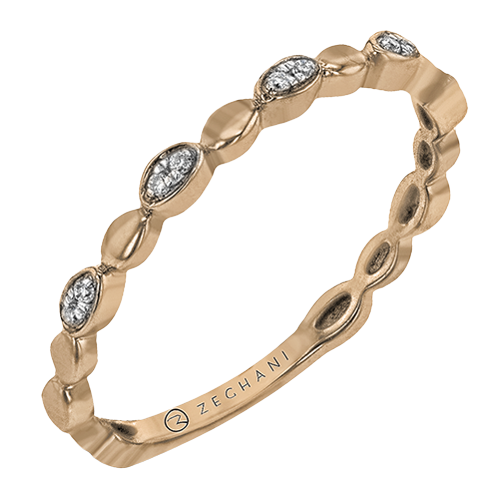 Marquise Shaped Diamond Rose Gold Band In Solid 14K Rose Gold