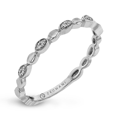 Marquise Shaped Diamond White Gold Band In Solid 14K White Gold