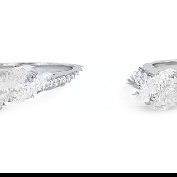 Three Stone Oval Diamond Beadset Engagement Setting