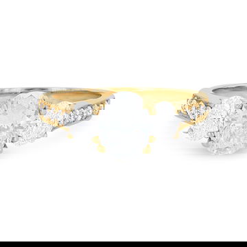 Three Stone Oval Diamond Beadset Engagement Setting