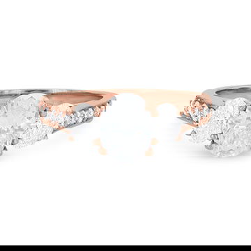 Three Stone Oval Diamond Beadset Engagement Setting