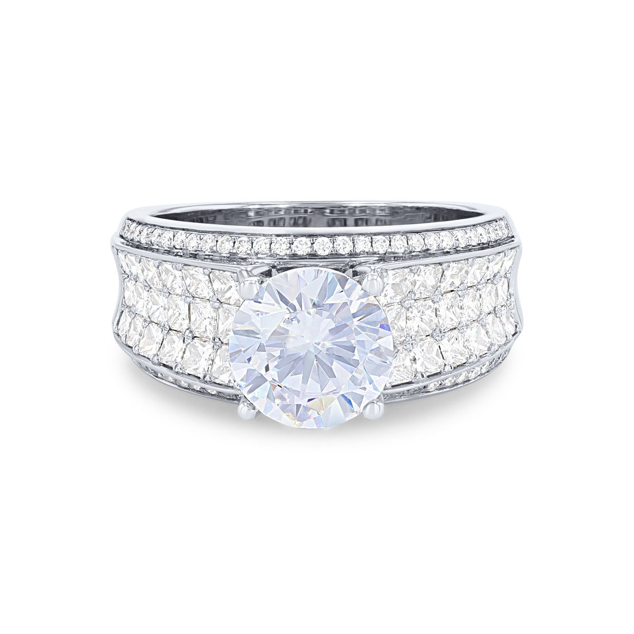 Simon G. Princess and Round Diamond Five Row Engagement Setting 0