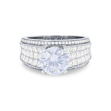 Simon G. Princess and Round Diamond Five Row Engagement Setting In White Gold 18K