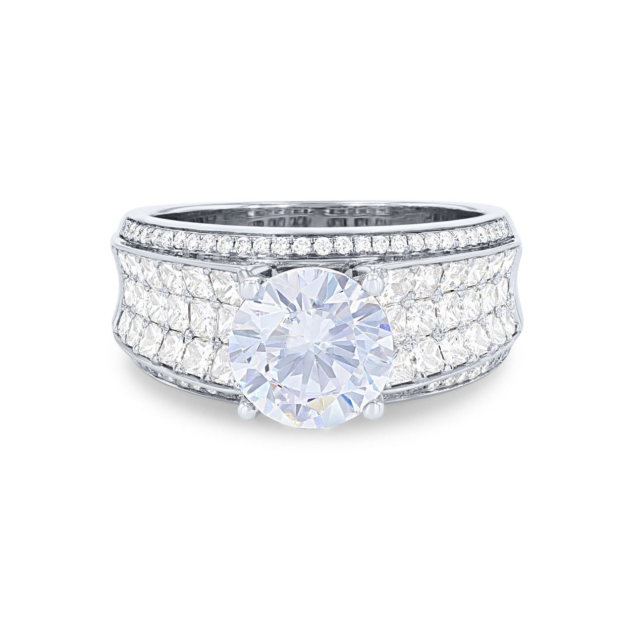 Simon G. Princess and Round Diamond Five Row Engagement Setting