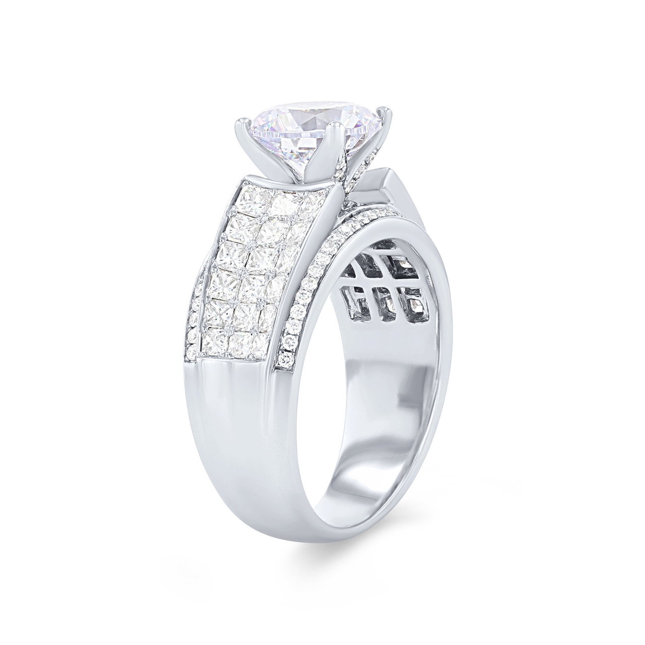 Simon G. Princess and Round Diamond Five Row Engagement Setting 1
