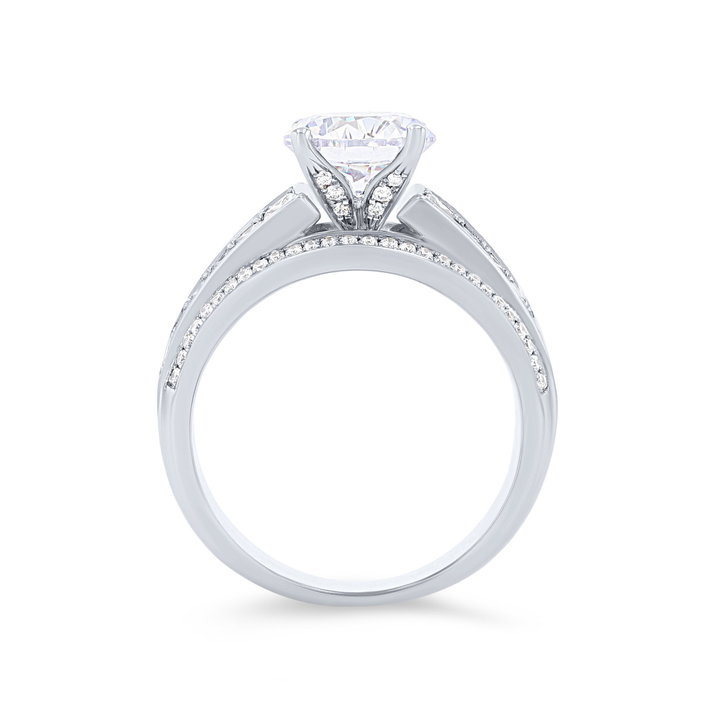 Simon G. Princess and Round Diamond Five Row Engagement Setting In White Gold 18K
