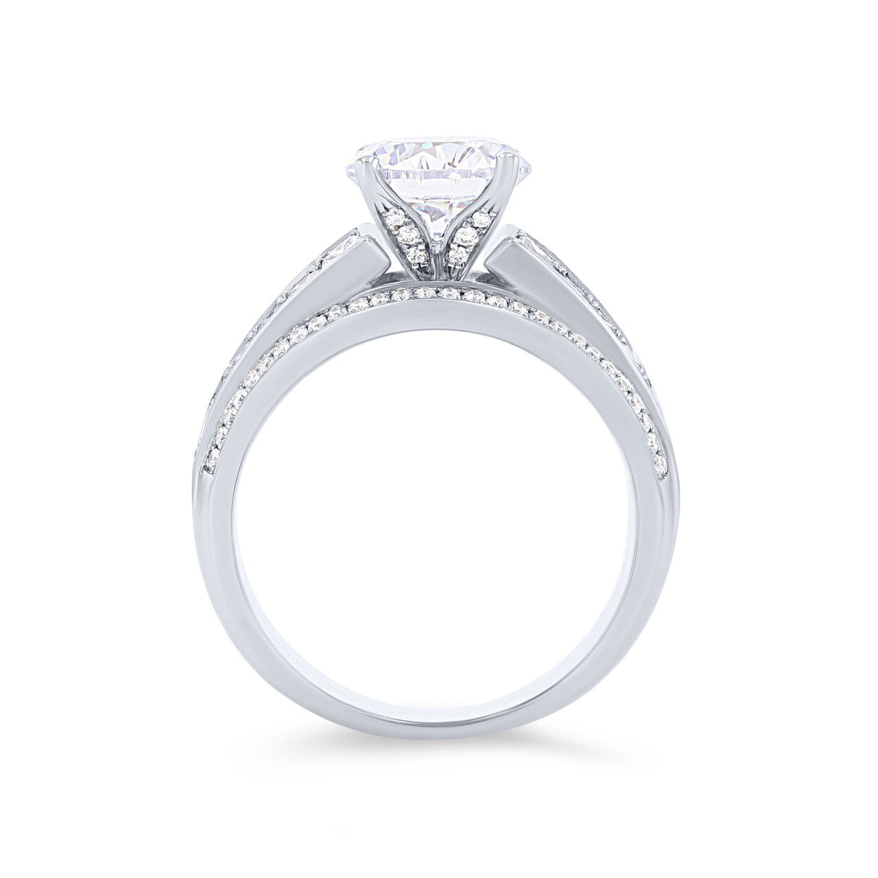 Simon G. Princess and Round Diamond Five Row Engagement Setting