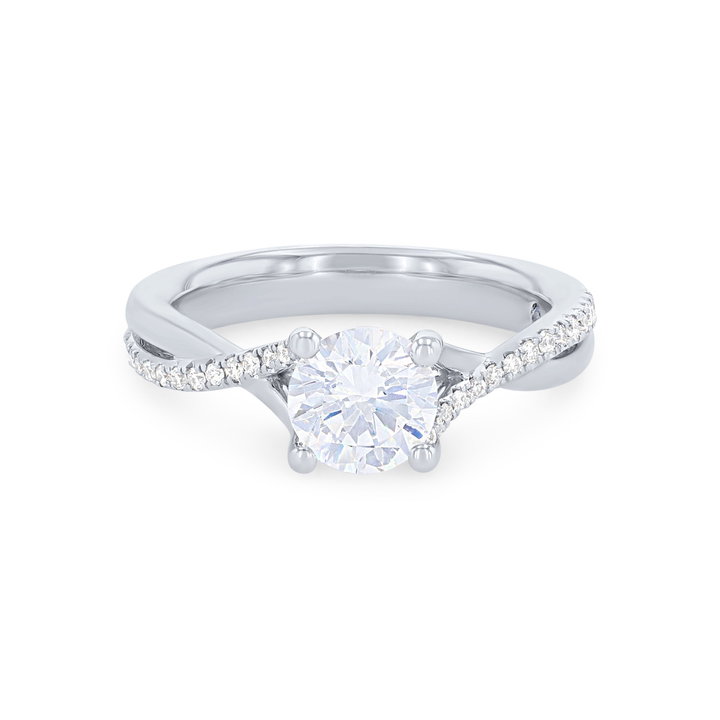 Open Twist Half Diamond Engagement Setting In White Gold 14K