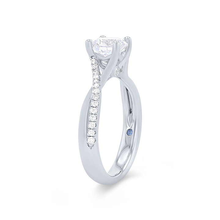 Open Twist Half Diamond Engagement Setting In White Gold 14K