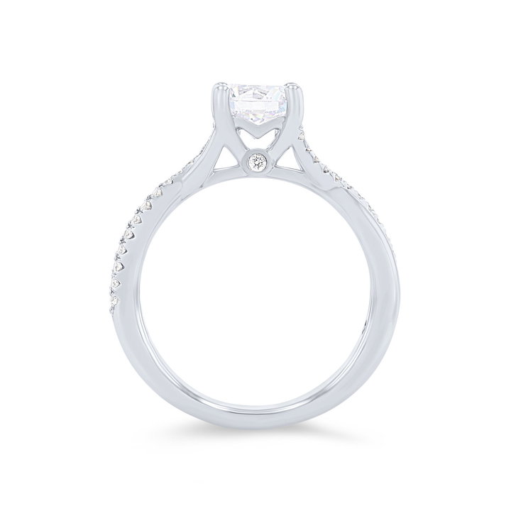 Open Twist Half Diamond Engagement Setting In White Gold 14K