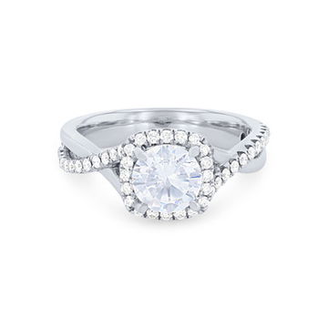Cushion Halo Twist Half Diamond Engagement Setting 0