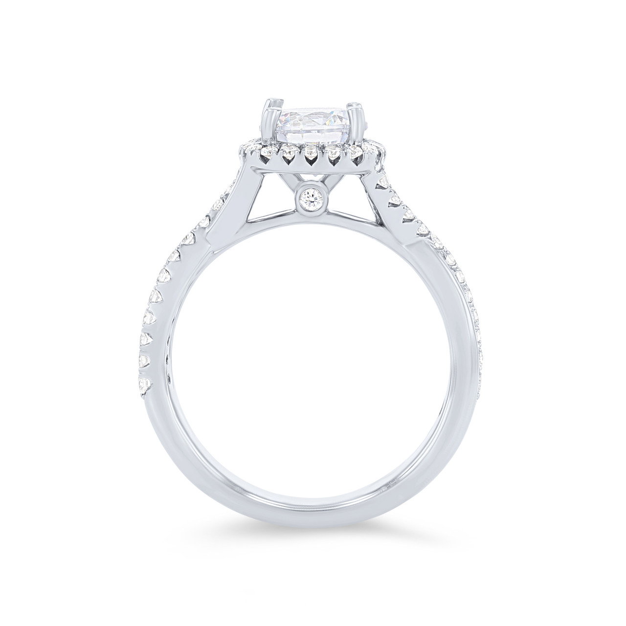 Cushion Halo Twist Half Diamond Engagement Setting 2