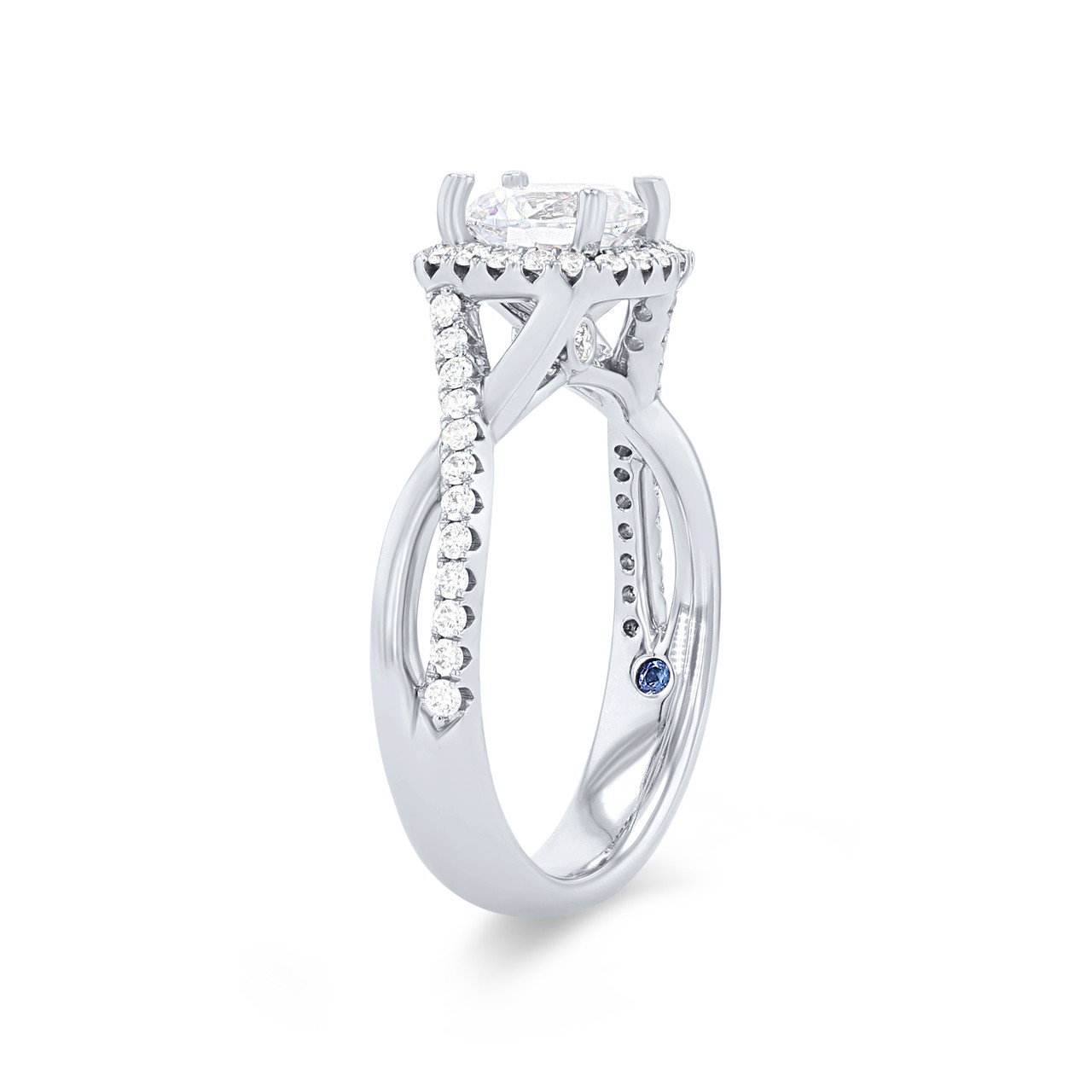 Cushion Halo Twist Half Diamond Engagement Setting 1