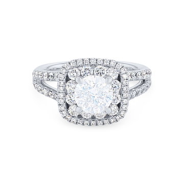 Double Halo Split Engagement Setting In White Gold 14K
