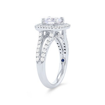 Double Halo Split Engagement Setting In White Gold 14K