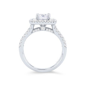 Double Halo Split Engagement Setting In White Gold 14K
