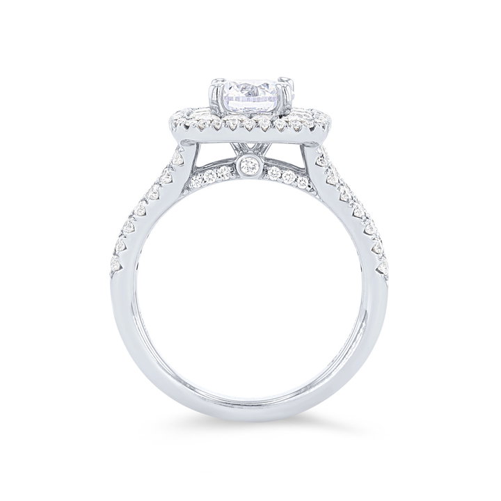Double Halo Split Engagement Setting In White Gold 14K