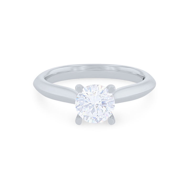 White Gold 14K Solitaire Cathedral Hidden Diamond Knife Edge Engagement Setting