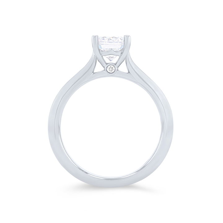 White Gold 14K Solitaire Cathedral Hidden Diamond Knife Edge Engagement Setting