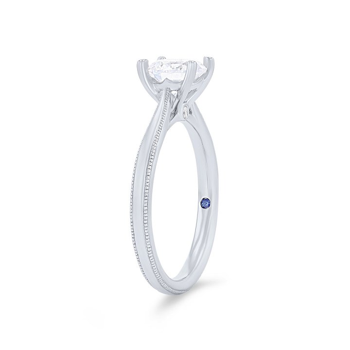 White Gold 14K Solitaire Milgrain Engagement Setting