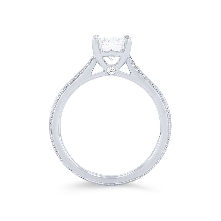 White Gold 14K Solitaire Milgrain Engagement Setting